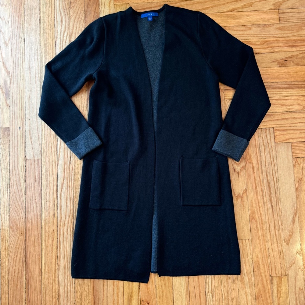 Apt. 9 Black & Grey Long Cardigan